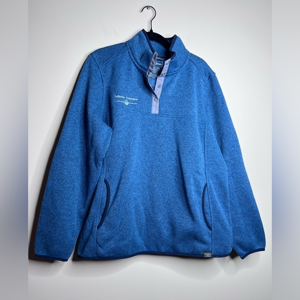 L.L.Bean Fleece Pullover Sweater Snap Front XL